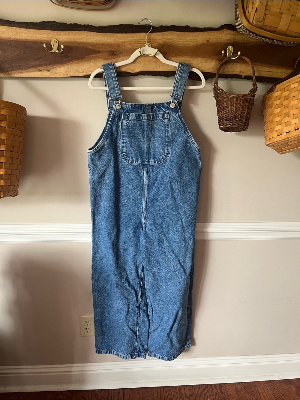 Zara Denim Overalls Dungarees Medium Wide Leg M